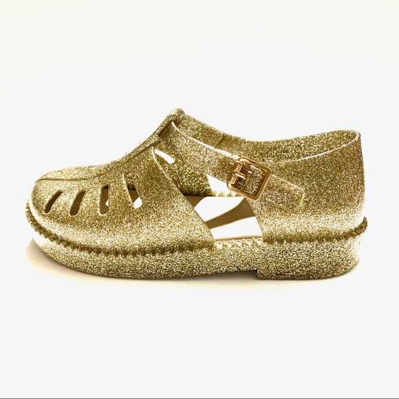 mini melissa gold sandals